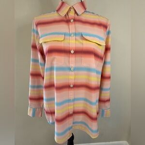 Land’s End colorful striped outdoorsy button up shirt jacket SZ SM